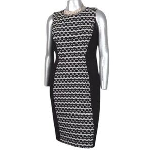 Jones & Co. Women's OCCASION DRESS Size 18 black white Front Lace Sleeveless
